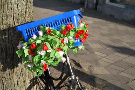 fleurs artificielles pour ce vélo...
